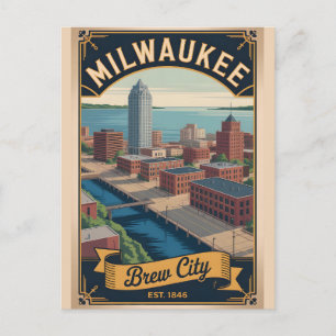 Cartão Postal De Festividades Viagem Retro Milwaukee Wisconsin Vintage