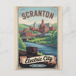 Cartão Postal De Festividades Viagem Retro Scranton Pensilvânia Vintage