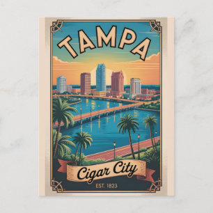 Cartão Postal De Festividades Viagem Retro Tampa Flórida Vintage