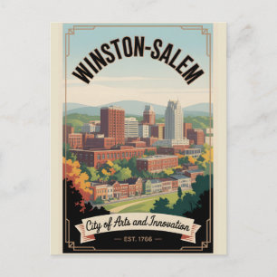 Cartão Postal De Festividades Viagem Retro Vintage Winston-Salem Carolina do Nor