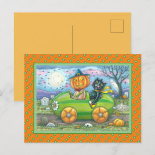 CARTÃO POSTAL DE FESTIVIDADES VIAGEM RODOVIÁRIA, JACK E AMIGOS DE GATO NEGRO