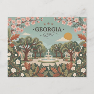 Cartão Postal De Festividades Viagens Antigas pelo Estado da Geórgia