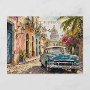 Cartão Postal De Festividades Viagens Cuba Antiga - Saudações de Havana