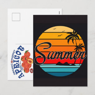 Cartão Postal De Festividades Vibrações de Verão Retro Praia-Costa Ensolarada Vi