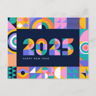 Cartão Postal De Festividades Vibrante Ano Novo 2025