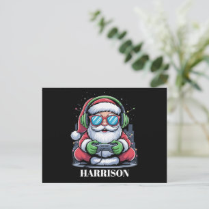 Cartão Postal De Festividades Vídeo Game de Natal Personalizado Papai Noel Xmas 
