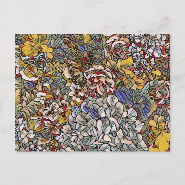 Cartão Postal De Festividades Vidro Arrefecido Floral Botânico (Frente)