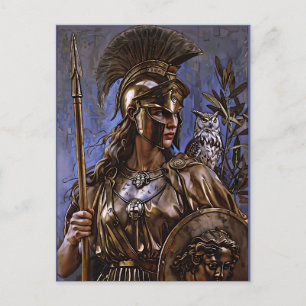 Cartão Postal De Festividades "Vigília Eterna de Athena" Retrato Colorido