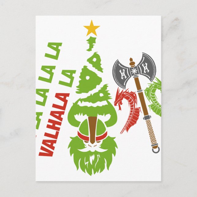 Cartão Postal De Festividades Viking Valhalla Christmas Holiday (Frente)
