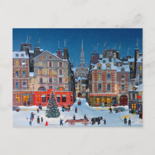 Cartão Postal De Festividades Vila de Natal Vintage