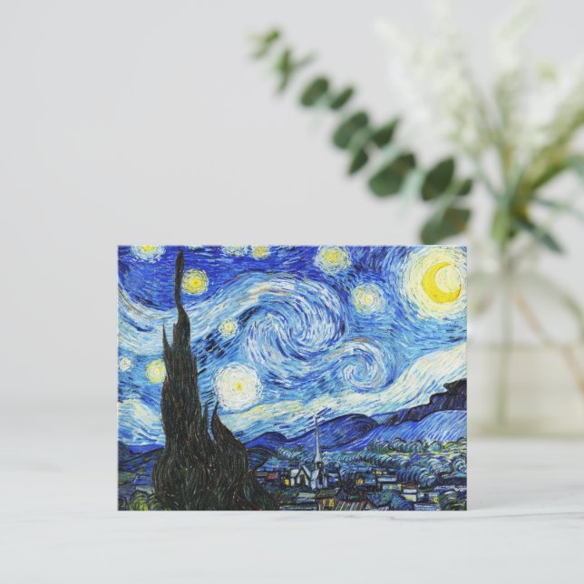 Cartão Postal De Festividades Vincent Van Gogh, The Starry Night painting (Em pé/Frente)