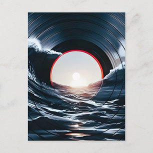 Cartão Postal De Festividades Vinil Vintage Onda Surf Oceano Música Retro