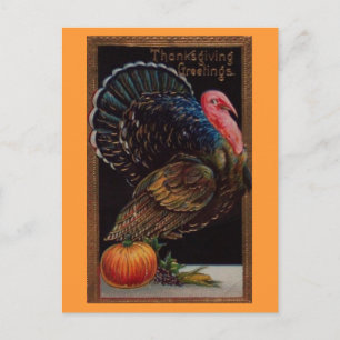 Cartão Postal De Festividades Vintage Ação de Graças na Turquia