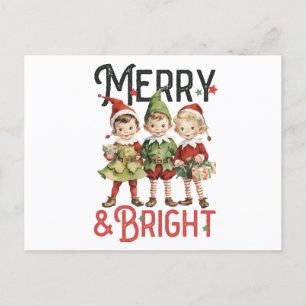 Cartão Postal De Festividades Vintage Alegre & Brilhante Feliz Natal