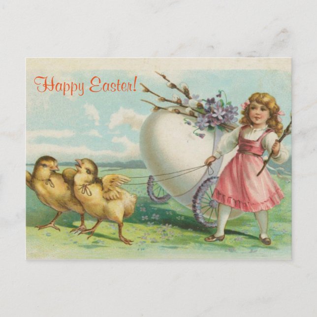 Cartão Postal De Festividades Vintage Antique Easter (Frente)