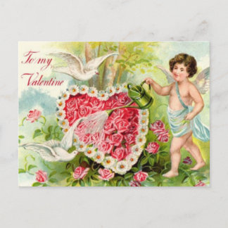 Cartão Postal De Festividades Vintage - Ao Meu Namorados - Cupido, Corações E Do