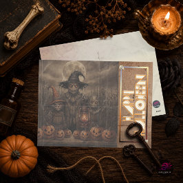 Cartão Postal De Festividades Vintage Assustador Espantalho Halloween