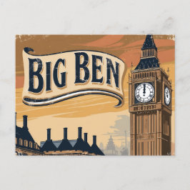 Cartão Postal De Festividades Vintage Big Ben Viagem