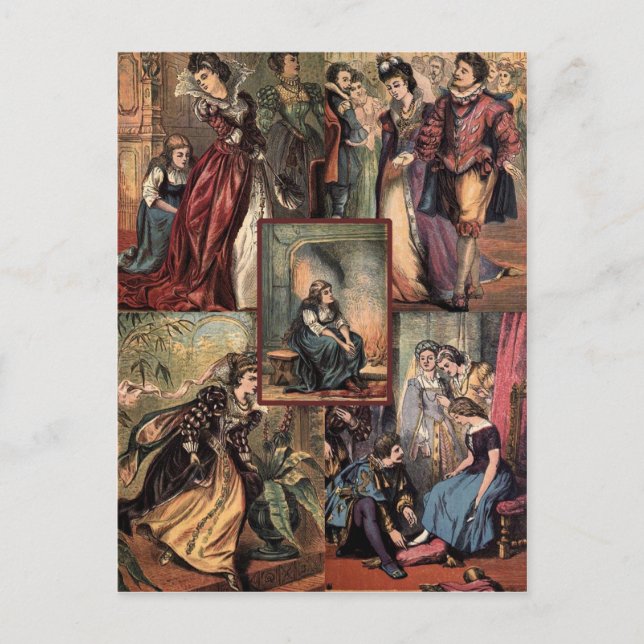 Cartão Postal De Festividades Vintage Cinderella Montage (Frente)