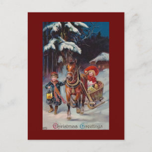 Cartão Postal De Festividades Vintage colorful Christmas postcards