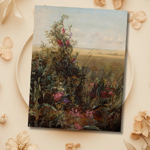 Cartão Postal De Festividades Vintage Colorful Meadow com Design de flores silve