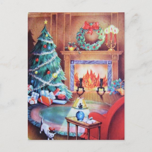 Cartão Postal De Festividades Vintage Cozy Holiday (Frente)