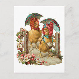Cartão Postal De Festividades Vintage das galinhas do felz pascoa