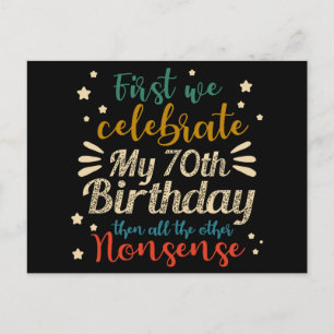 Cartão Postal De Festividades vintage decorativo incrível aniversário de 70