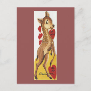 Cartão Postal De Festividades Vintage Deer Valentine