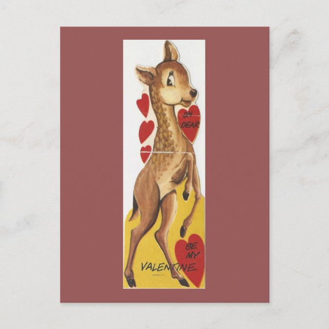 Cartão Postal De Festividades Vintage Deer Valentine (Frente)