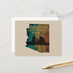 Cartão Postal De Festividades vintage do mapa de estado de arizona