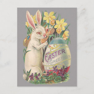 Cartão Postal De Festividades Vintage Easter Bunny