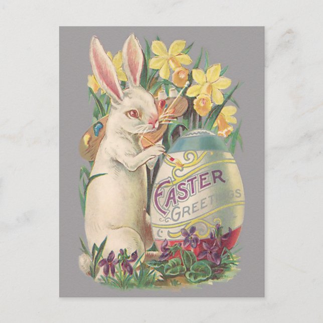 Cartão Postal De Festividades Vintage Easter Bunny (Frente)