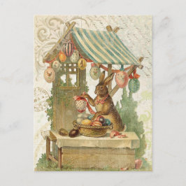Cartão Postal De Festividades Vintage Easter bunny postcard
