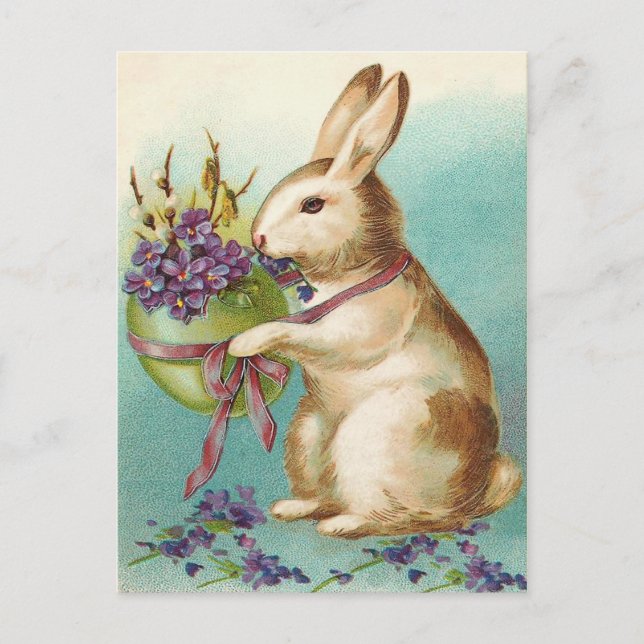 Cartão Postal De Festividades Vintage Easter Bunny Postcard (Frente)