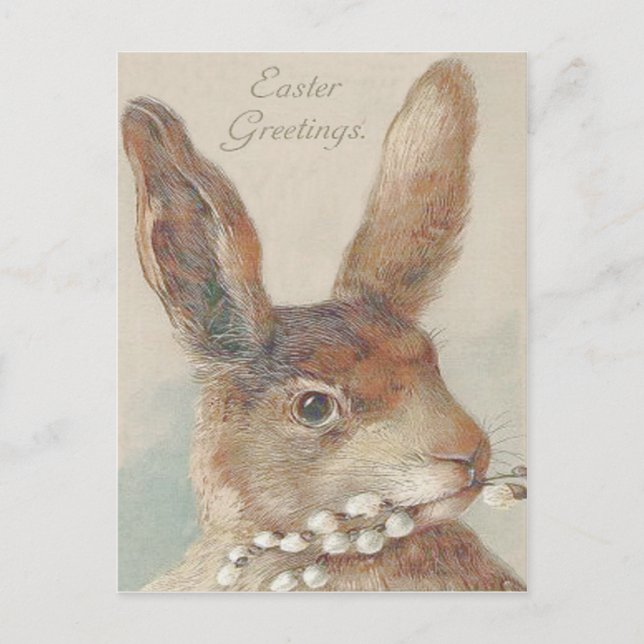 Cartão Postal De Festividades Vintage Easter Bunny Rabbit (Frente)