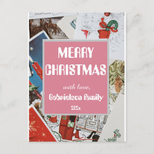 Cartão Postal De Festividades vintage elegante família christmast personalize