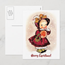 Cartão Postal De Festividades Vintage Engraçado Pequenina Natal