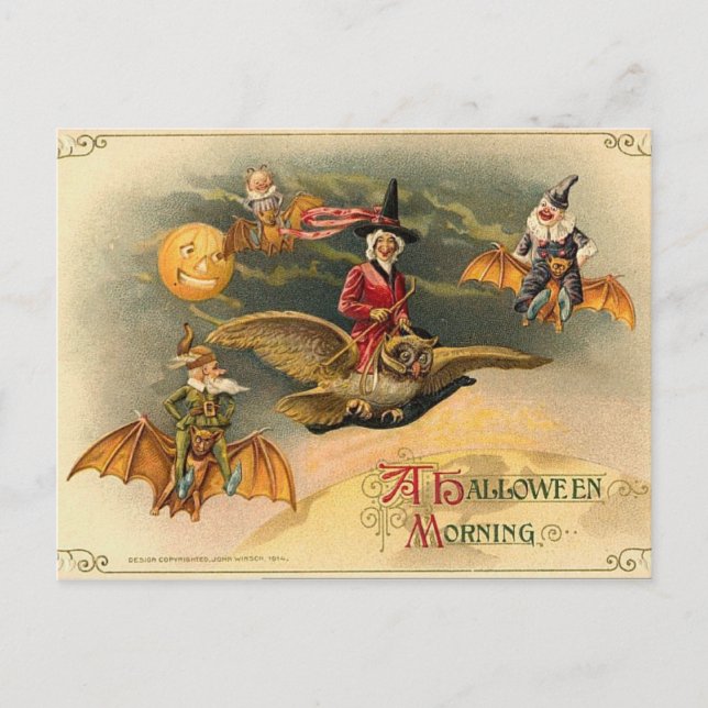 Cartão Postal De Festividades Vintage Ethereal Halloween (Frente)