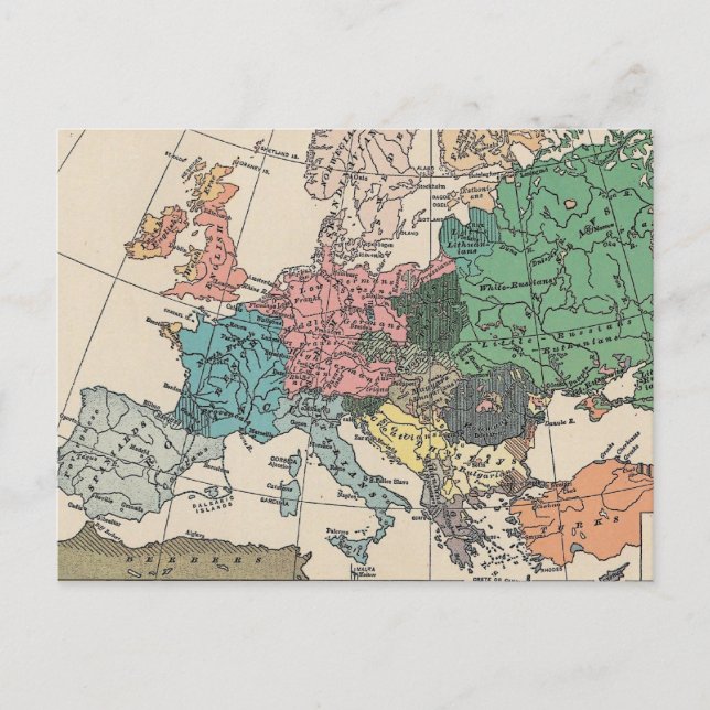 Cartão Postal De Festividades Vintage European Viagem Map (Frente)