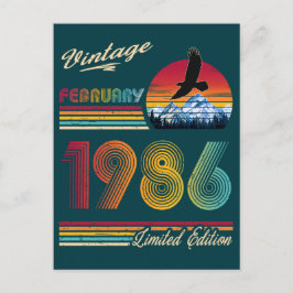 Cartão Postal De Festividades Vintage February 1986 40th Birthday 40 Years bday