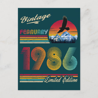 Cartão Postal De Festividades Vintage February 1986 40th Birthday 40 Years bday