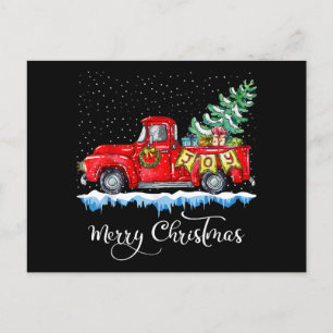 Cartão Postal De Festividades Vintage Felry Christmas Red Truck Old Fashiked Ch