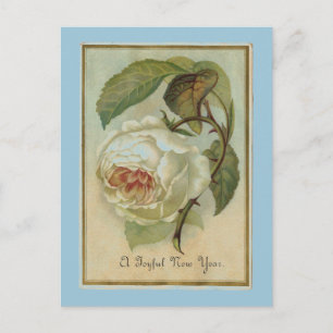 Cartão Postal De Festividades Vintage Flor Ano Novo