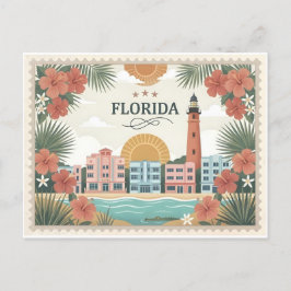 Cartão Postal De Festividades Vintage Florida Travel Miami Art Deco Lighthouse 