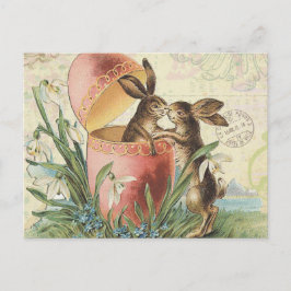 Cartão Postal De Festividades Vintage French Easter bunnies