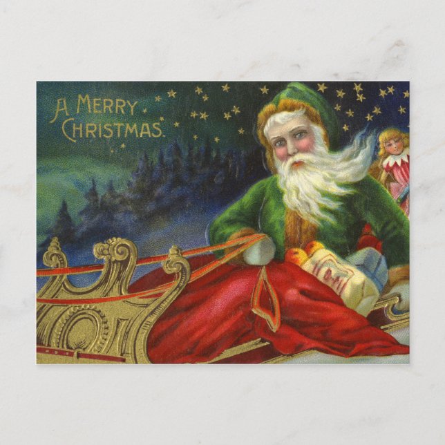 Cartão Postal De Festividades Vintage German Santa Claus (Frente)