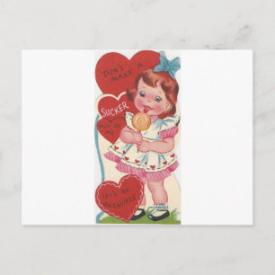 Cartão Postal De Festividades Vintage Girl with Sucker Namorados