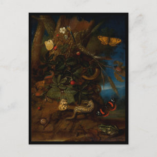 Cartão Postal De Festividades Vintage Goblincore Snails, Cobras, Worms Halloween