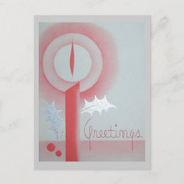 Cartão Postal De Festividades Vintage Greetings of Christmas